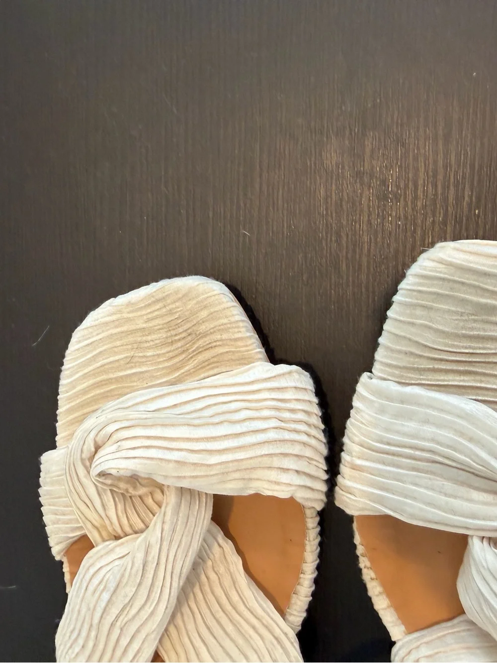 Lulu's Cream Textured Knot Wedge Sandals
